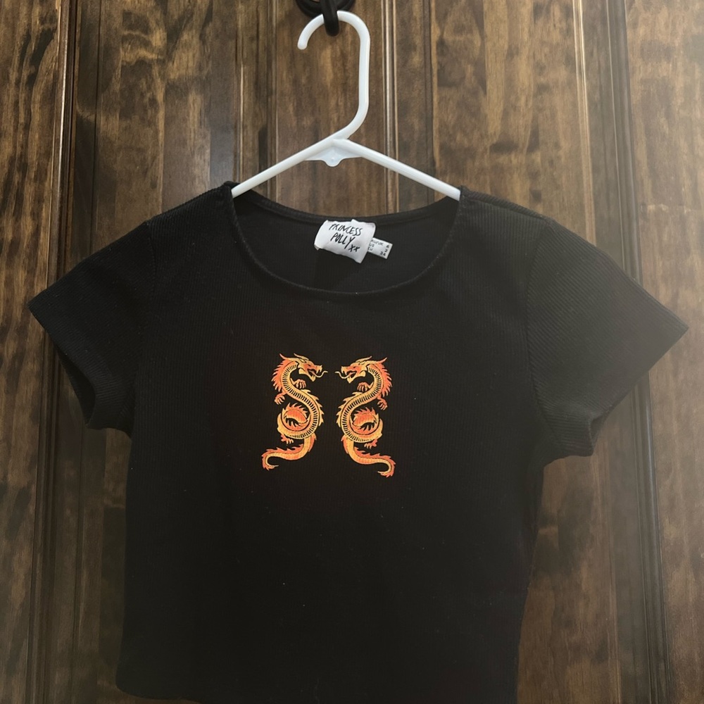 Princess Polly Black Ribbed Top